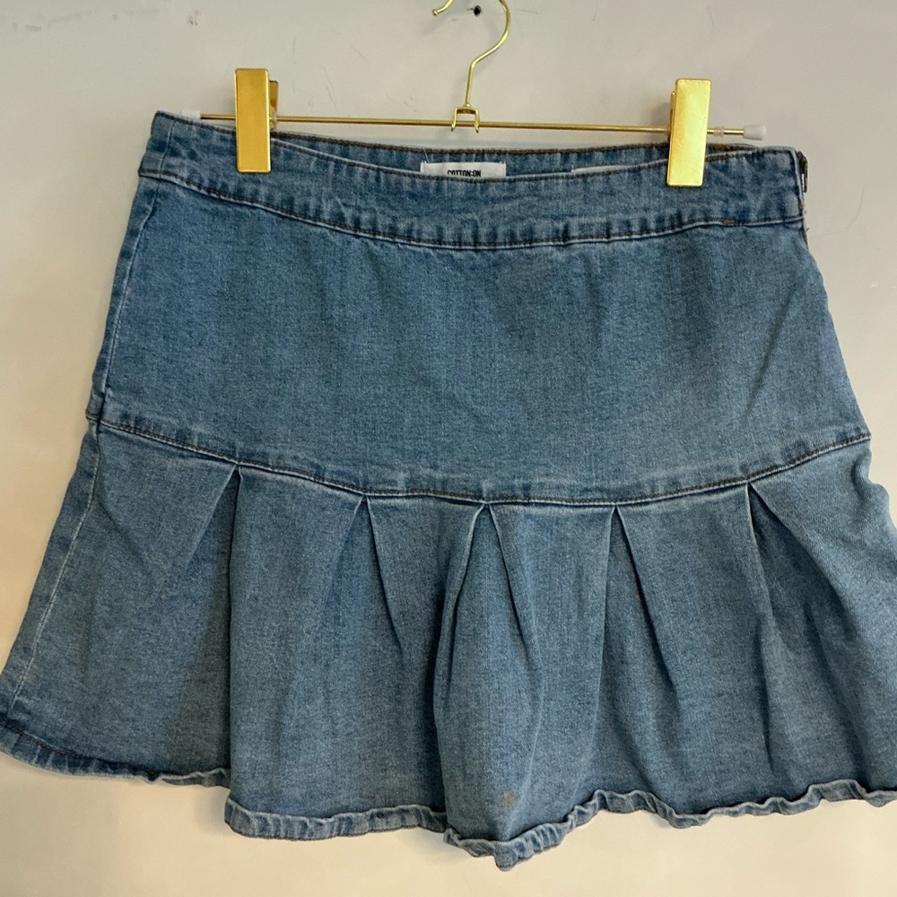 Cotton On Blue Denim Skater Skirt